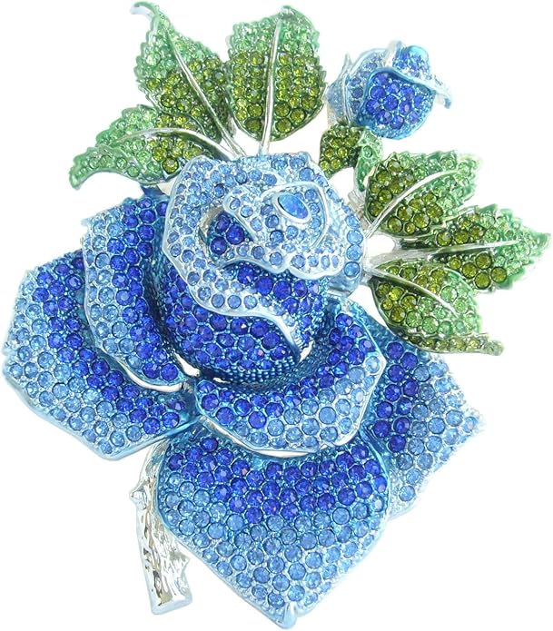 Gorgeous Wedding 5.32" Big Rose Flower Brooch Pin Austrian Crystal Pendant BZ2994