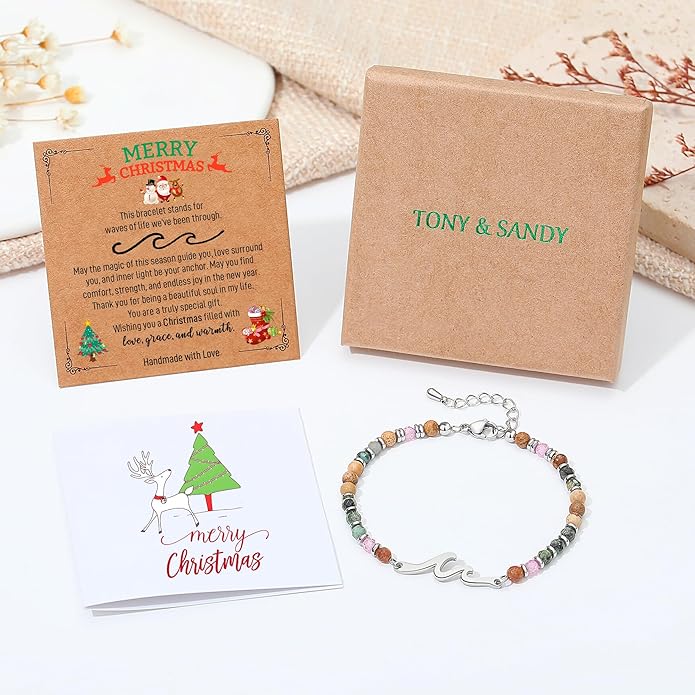 TONY & SANDY Friend Gifts for Women, Stocking Stuffers for Women, Sister Gifts from Sister, Wave Bracelet, Birthday Gifts for Woman, Bestie Friendship Bracelets, Unique Gifts for Her