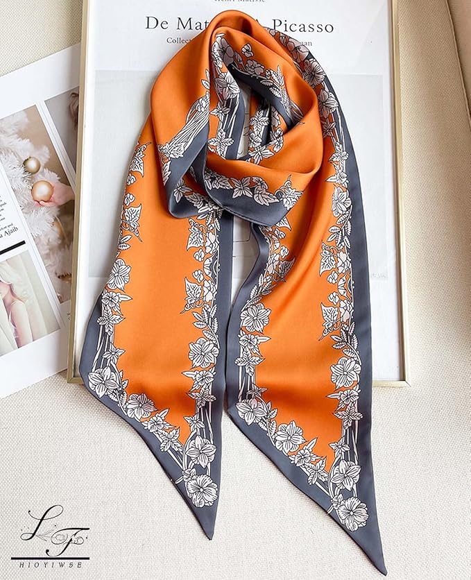 Hioyiwse Head Scarf Hair Neck Scarves For Women Purse Bag Scarfs For Handbags Silky Long Thin Satin Headscarf Fashion