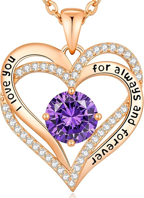 CDE Forever Love Heart Necklaces for Women, Mom, Girlfriend, Wedding Anniversary Birthday Mother Day Christmas Day Gift for Wife Girlfriend Jewelry with Birthstone Pendant