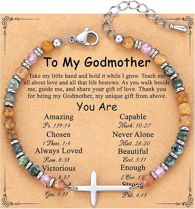 TONY & SANDY Christian Cross Bracelet for Women, Stocking Stuffers for Women, Confirmation Baptism Easter Gifts, Unique Gift for Friends Daughter Mom Sister in Christ on Birthday Christmas