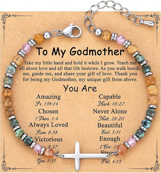 TONY & SANDY Christian Cross Bracelet for Women, Stocking Stuffers for Women, Confirmation Baptism Easter Gifts, Unique Gift for Friends Daughter Mom Sister in Christ on Birthday Christmas