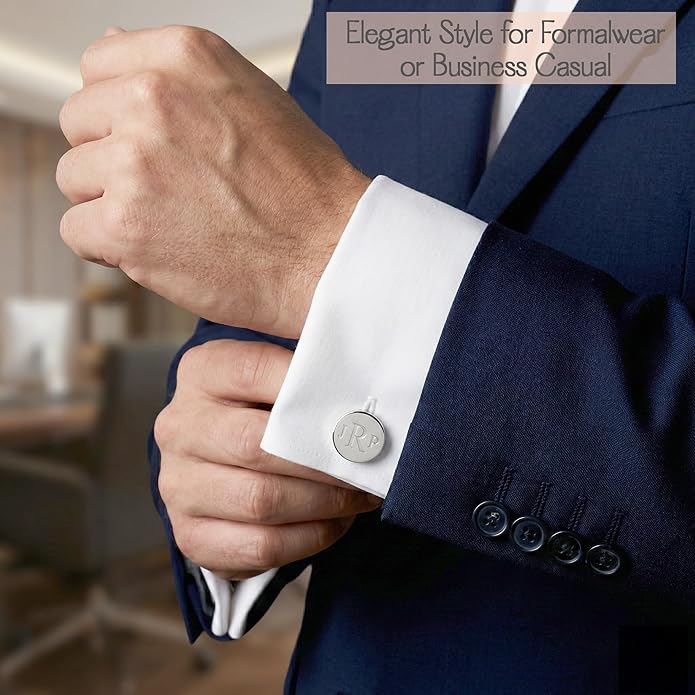 Custom Cuff Links & Personalized Tie Clip Gift Set for Men • Engraved Monogram, Date, Handwriting, Crest, Logo • Father's Day Gift for Dad • Gold, Silver, Black