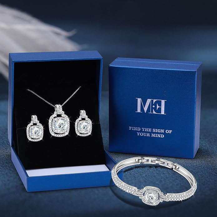 Celestial Whispers Crystal Jewelry Sets For Women Bracelet Necklace and Earrings Sets Idea Gift for Wife Girlfriend or Mothers