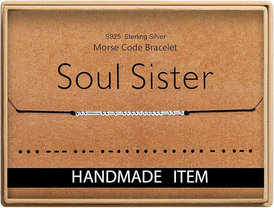 Monily Inspirational Gifts for Women Morse Code Bracelets for Women Funny Bracelet for Friend Funny Gift for Women Sterling Silver Bracelet for Women
