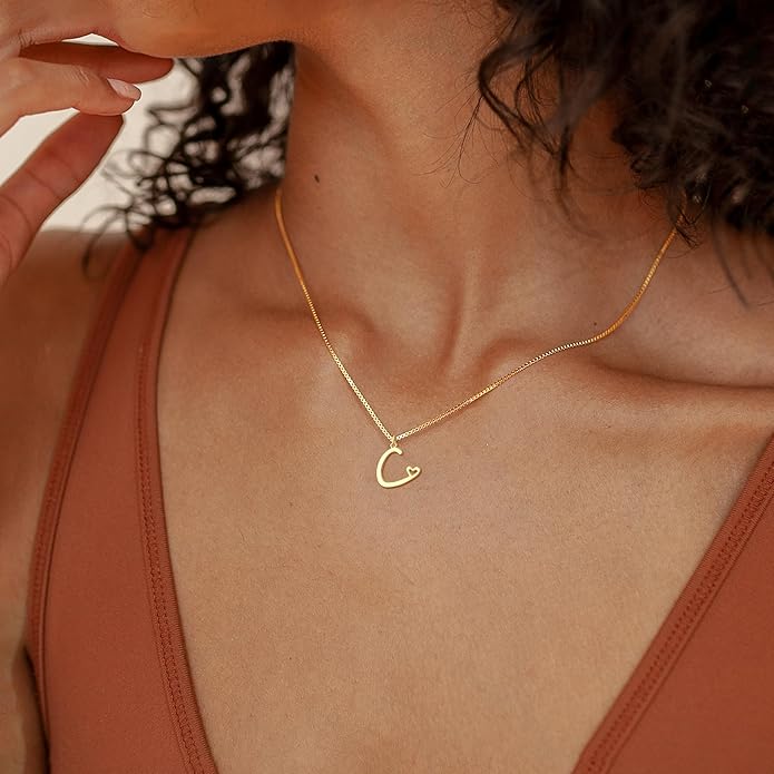 Initial Necklaces for Women Trendy, Dainty Silver Letter Necklace Cute Pendant Choker Name Necklace Personalized Costume Monogram Silver Jewelry Necklace for Women Valentines Gifts