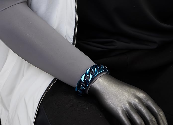 COOLSTEELANDBEYOND Mens Stainless Steel Large Curb Chain Link Bracelet Solid Curb Chain Wristband Biker Punk Jewelry Masculine Accessory
