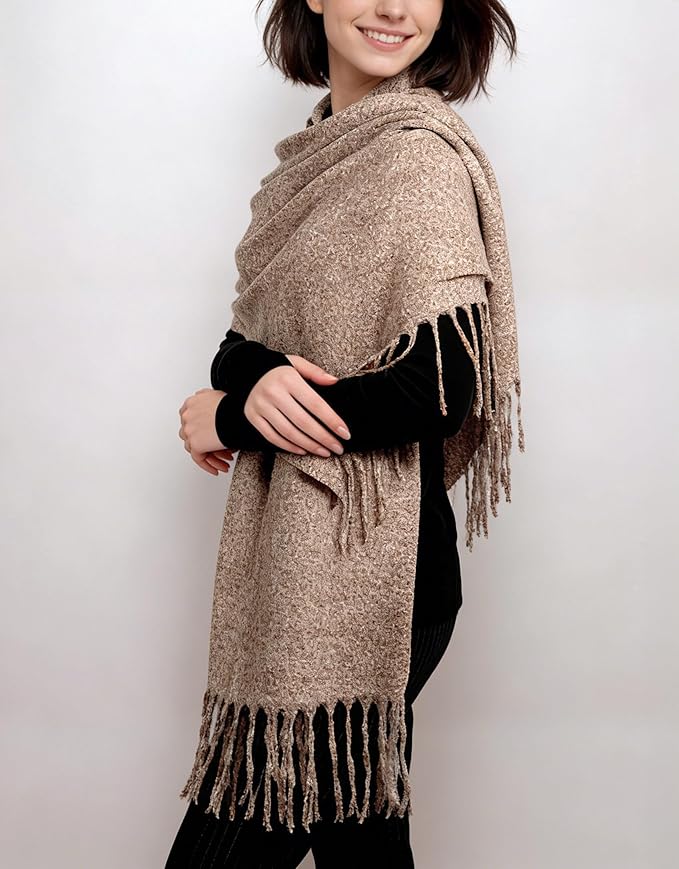 Achillea Warm Cashmere-Feel Winter Scarf – Thick Pashmina Shawl Wrap for Cold Weather