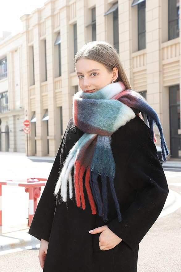 Wander Agio Winter Women Warm Scarf Long Shawl Large Scarves Cold Weather Thick Blanket Scarfs Colorful Plaid