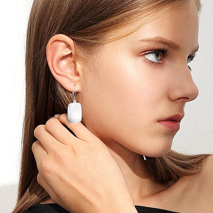 14K Gold Dangle Earrings for Women，Lightweight Circle Disc Coin Geometric Flat Brushed Drop Earrings, Hypoallergenic Leverback Earrings S925 Jewelry