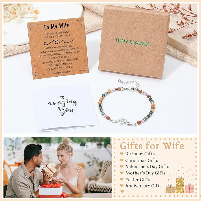 TONY & SANDY Friend Gifts for Women, Stocking Stuffers for Women, Sister Gifts from Sister, Wave Bracelet, Birthday Gifts for Woman, Bestie Friendship Bracelets, Unique Gifts for Her
