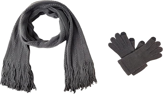 BRUCERIVER Women's Ultra Soft Knit Scarf & Glove Set Touchscreen Function Cable Design