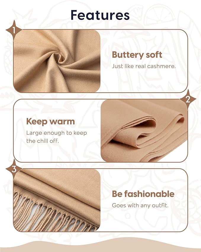 maamgic Women's Winter Scarf Soft Warm Scarf for Women Cozy Shawl Wraps for Women Lightweight Pashmina Style Wrap