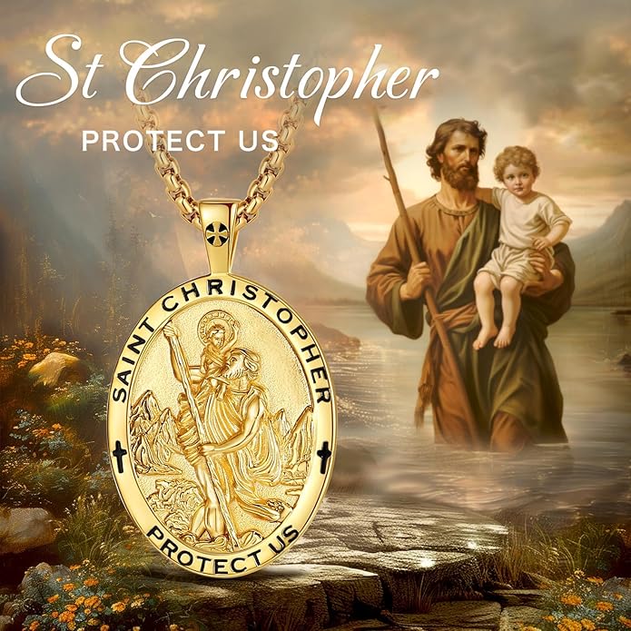 EUDORA 925 Sterling Silver St Christopher/St Benedict/St Michael/Virgin Mary/San Judas Tadeo/Good Shepherd Cross/Archangel Necklace Medal Pendant Protection Religious Amulet Jewelry For Men Women