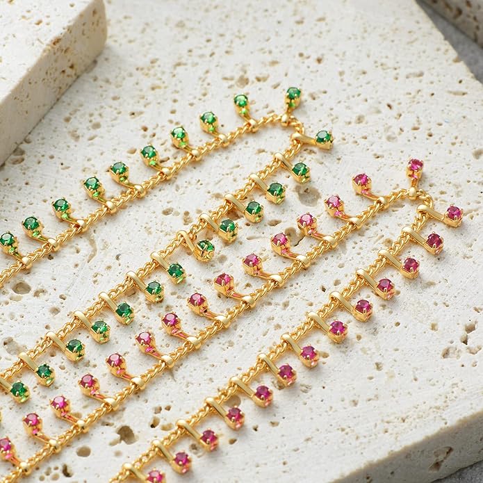 MTMY Gold Anklets for Women 14K Gold Plated Tiny Bead Anklet Colorful Tassel Foot Chain Dainty Adjustable Cute Summer Beach Boho Anklets Jewelry Gift