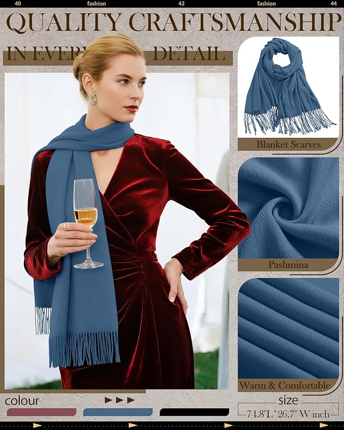 Oakgarden 3 Pack Winter Scarf for Women Pashmina Scarves Shawl Wraps Bridesmaid Gifts for Evening Dresses