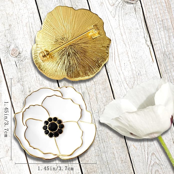 Poppy Flower Brooch - Memorial Day Veterans Day Armistice Day Pins - Remembrance Jewelry Gift Flower Pin for Women Mom Stepmother Grandma