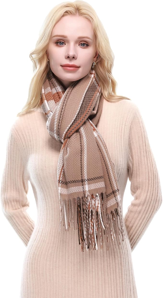 RIIQIICHY Plaid Scarf for Women Fall Winter Pashmina Scarves Wraps for Cold Weather Warm Large