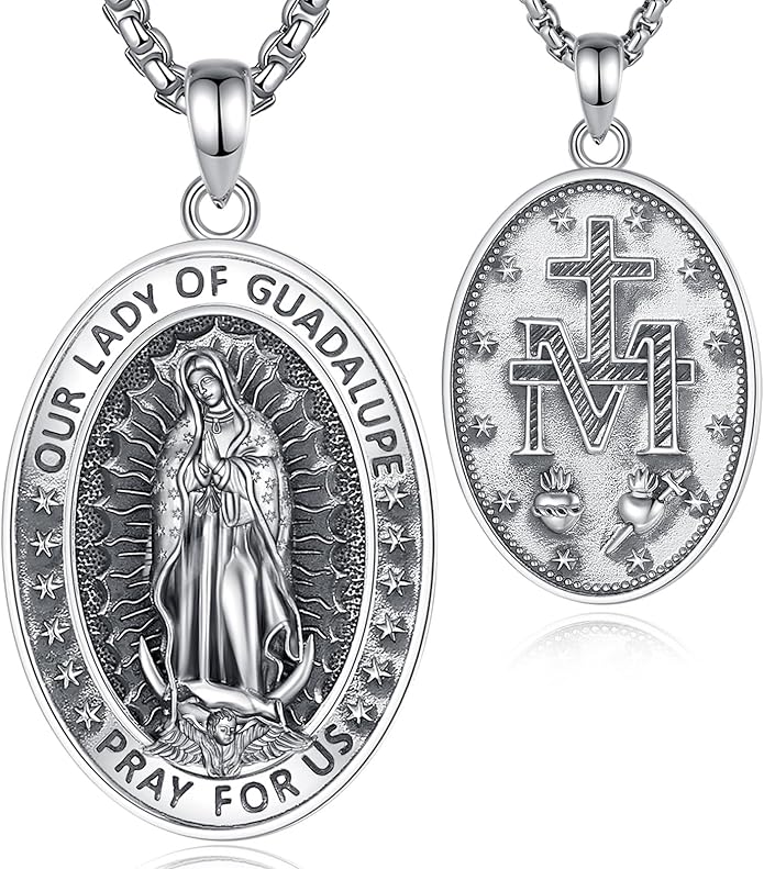 EUDORA 925 Sterling Silver St Christopher/St Benedict/St Michael/Virgin Mary/San Judas Tadeo/Good Shepherd Cross/Archangel Necklace Medal Pendant Protection Religious Amulet Jewelry For Men Women