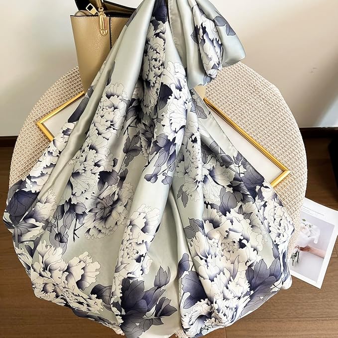 Long Silk Like Scarf Lightweight Satin Scarves Large Sunscreen Shawl Wrap for Women
