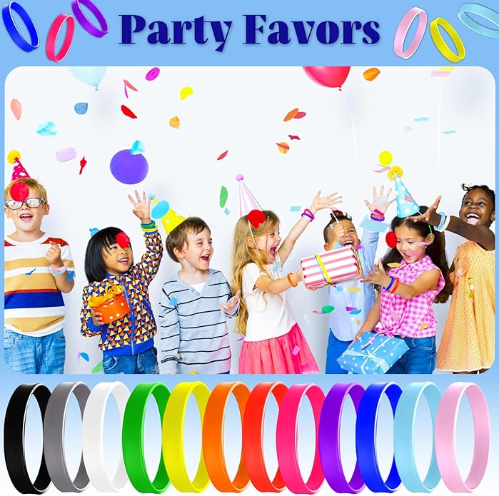 Colorful Silicone Wristband, 120 Pieces of Blank Rubber Bracelet for Men and Women Teenagers