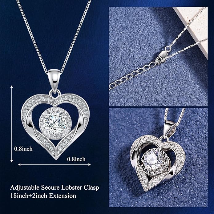 Moissanite Necklace for Women 14k Gold Heart Necklaces Moissanite Pendant for Woman 1 Carat - Luxury Love Jewelry Gift for Anniversary, Birthday and Christmas - Jewelry for Wife from Husband