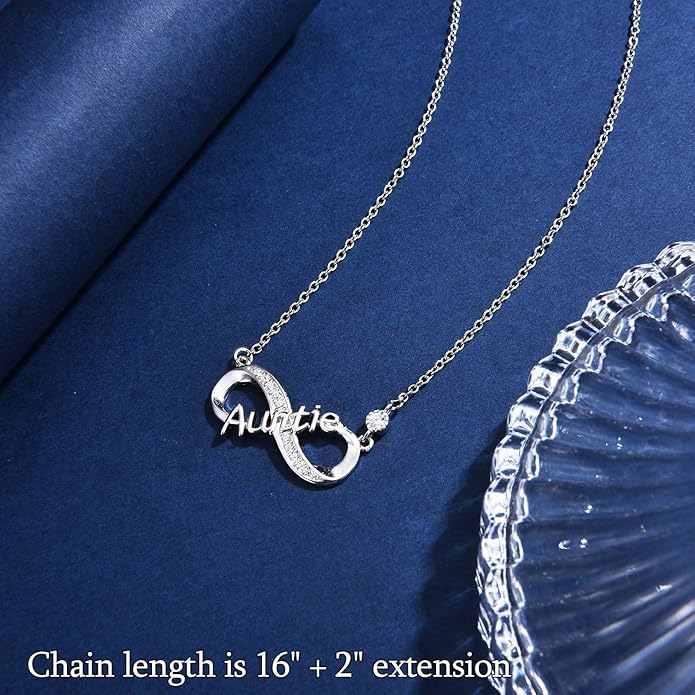 Infinity Mom Grandma Nana Sister Aunt Daughter Auntie Granddaughter Niece Necklace Gifts, Christmas Birthday Valentines Day Mothers Day Easter Graduation Back to School Gifts Stocking Stuffers Presents for Women Girls Her