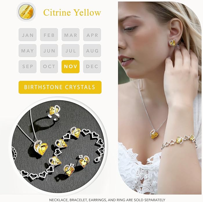 Earrings for Women, Mothers Day Gift for Mom, Heart Birthstone Crystal Stud Earring, Silver Plated Birthday Jewelry