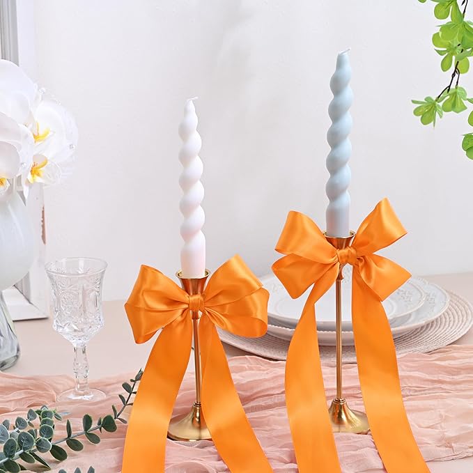 LEEQE Double Face Autumn Orange Satin Ribbon 1-1/2 inch X 50 Yards Polyester Autumn Orange Ribbon for Gift Wrapping Very Suitable for Weddings Party Invitation Decorations and More