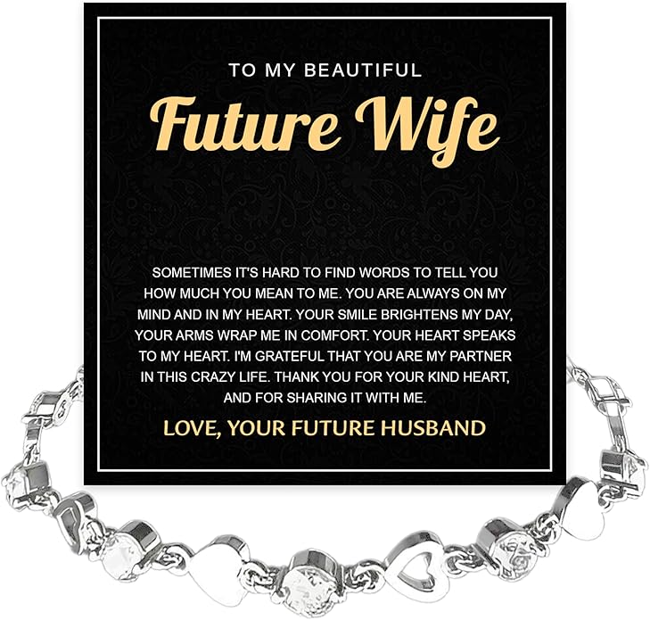 To My Future Wife Crystal Heart Bracelet Gift From Future Husband, Beautiful Jewelry Birthday, Christmas, Valentine’s Day, Bracelet For Her With Heartfelt Message & Elegant Box