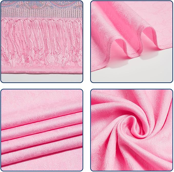 QIUTIMIY Paisley Pashmina Shawl Wrap Women Reversible Vintage Jacquard Pashmina Rave Scarf with Fringe for Evening, Wedding