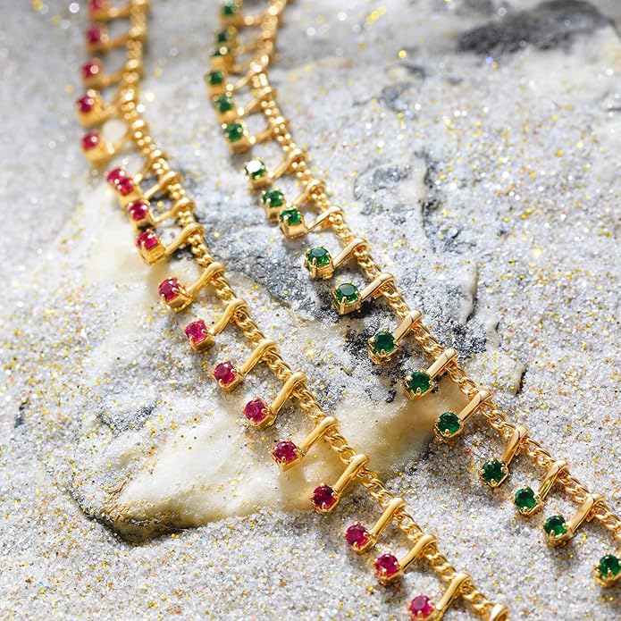 MTMY Beaded Necklaces for Women 14K Gold Plated Dainty Colorful Green/Rose Beaded Pearl Choker Necklace Delicate Boho Choker Necklace Jewelry Gift