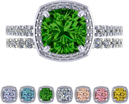 NANA Jewels Sterling Silver Engagement Rings for Women - Choose Simulated Morganite, Citrine, Aquamarine & More