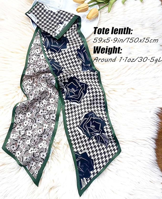 Hioyiwse Head Scarf Hair Neck Scarves For Women Purse Bag Scarfs For Handbags Silky Long Thin Satin Headscarf Fashion