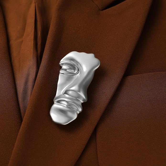Figure Face Mask Brooch - Vintage Minimalist Metal Brooches Women Men
