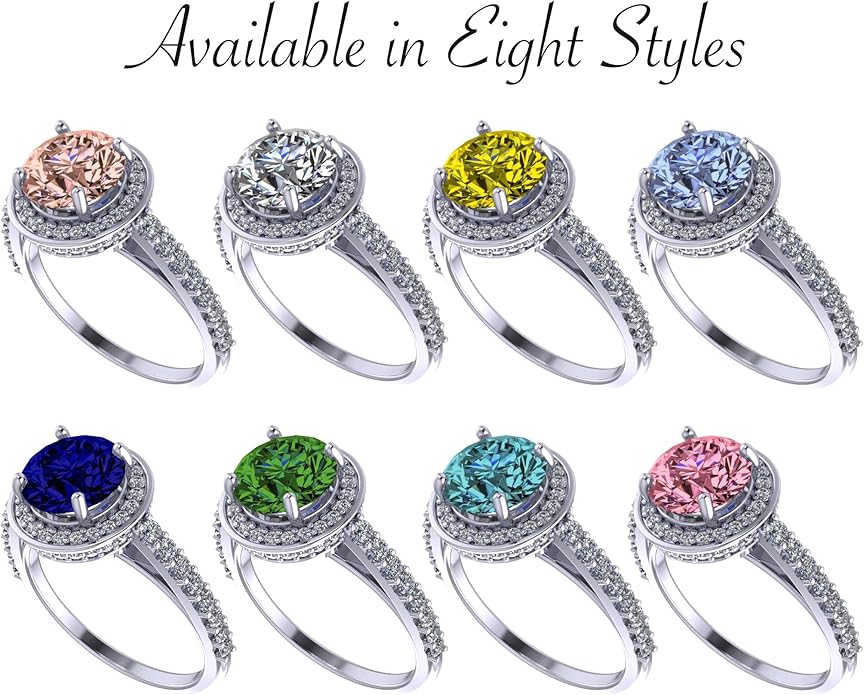 NANA Jewels Sterling Silver Engagement Rings for Women - Choose Simulated Morganite, Citrine, Aquamarine & More