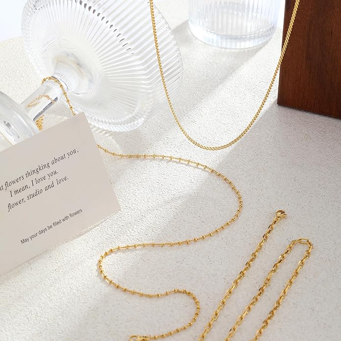 Gold/Silver Necklaces Stack For Women, 14K Gold/Sterling Silver Plated Layered Choker Necklace Set, Stackable Multilayer Simple Cuban Snake Paperclip Chain Set Jewelry Gift for Women