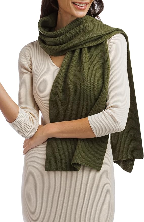 Fishers Finery Women's 100% Cashmere Ribbed Knit Winter Scarf | Black Label Box