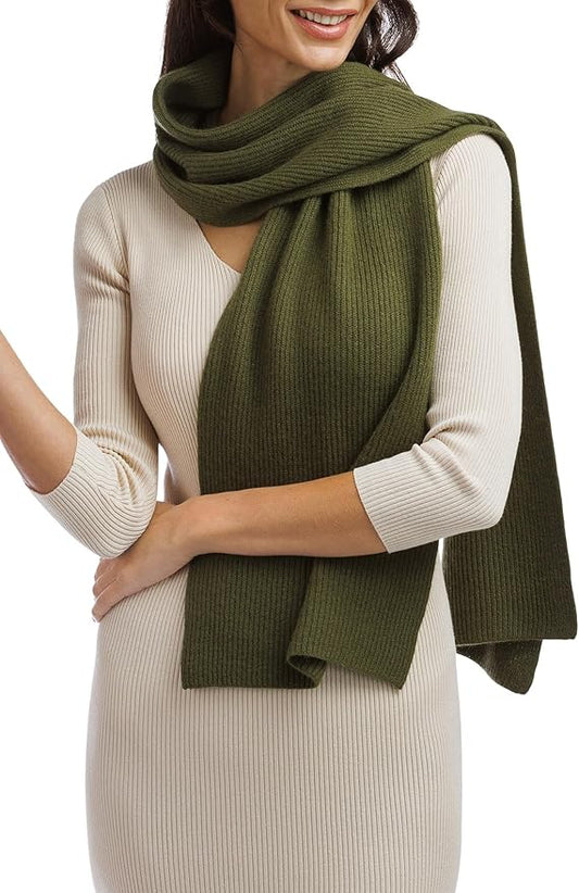 Fishers Finery Women's 100% Cashmere Ribbed Knit Winter Scarf | Black Label Box