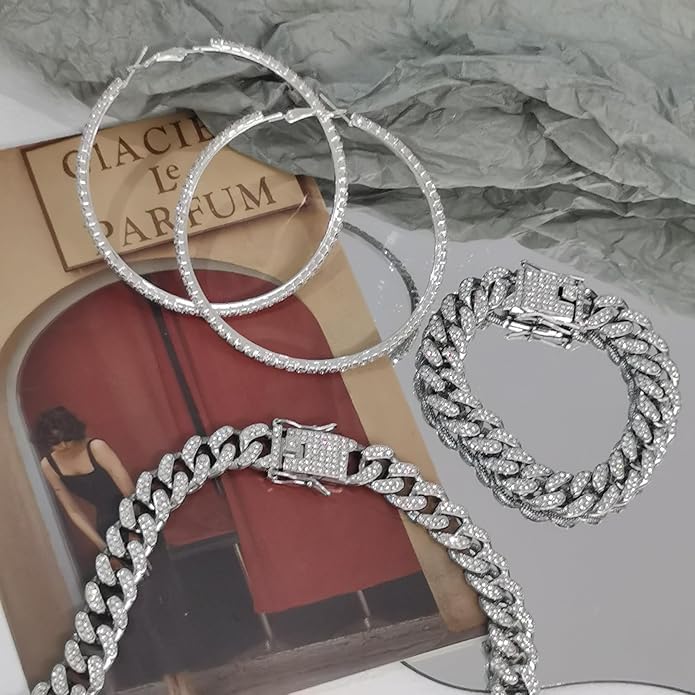 Tennis Necklace Bracelet for Women, Sterling Sliver, Dainty Chocker Necklace, Crystal Bracelet for Women, Wedding Jewelry for Bride, Sparkly Party Prom Hypoallergenic