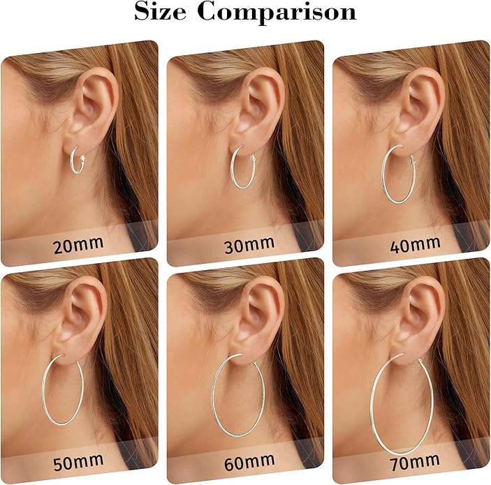 Big Gold Hoop Earrings for Women Hypoallergenic 925 Sterling Silver Post Thin Loop 14K Gold Plated Hoop Earrings Set for Women, 3 Pairs
