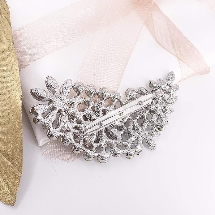 LAXPICOL Vintage Austrian Crystal Flower Leaf Bouquet Clusters Large Big Brooch Pin for Women Gold Tone