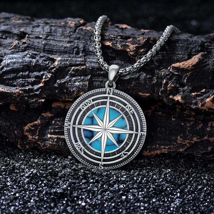StoryEtain Compass Necklace for Women Men 925 Sterling Silver Travel Pendant Inspirational Graduation Jewelry Gift