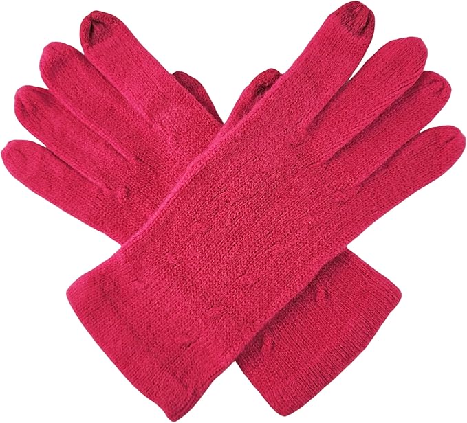 BRUCERIVER Women's Ultra Soft Knit Scarf & Glove Set Touchscreen Function Cable Design