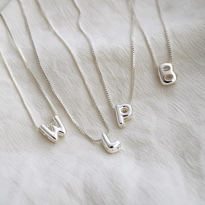 Bubble Gold Letter Necklace for Women, 14k Gold Plated Balloon Initial Necklace, Dainty Gold Necklace for Women, Personalized Bubble Pendant Name Necklace, Fashion Accessories Trendy Jewelry