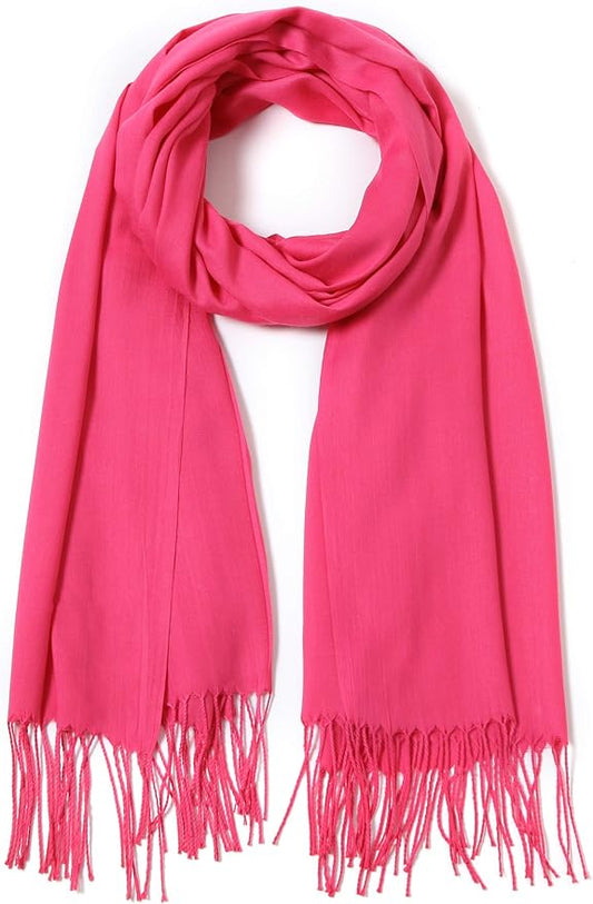 Cindy & Wendy Pashmina Shawls and Wraps Large Scarfs for Women Wedding Party Bridal Long Fashion Solid Shawl Wrap Fringes