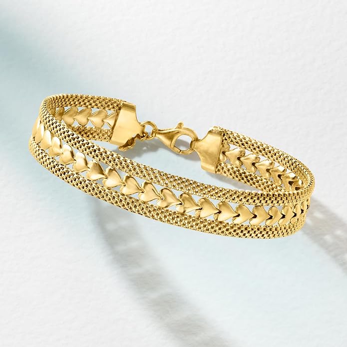 Ross-Simons Italian Silver Heart Motif Bracelet