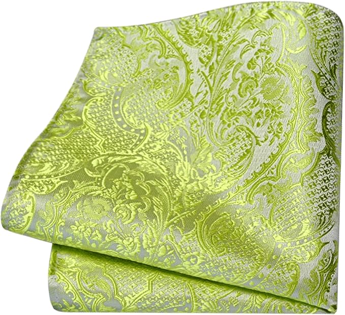 GUSLESON 8cm Paisley Tie Set for Men Necktie Lapel Pin Pocket Square Cufflinks Set for Men