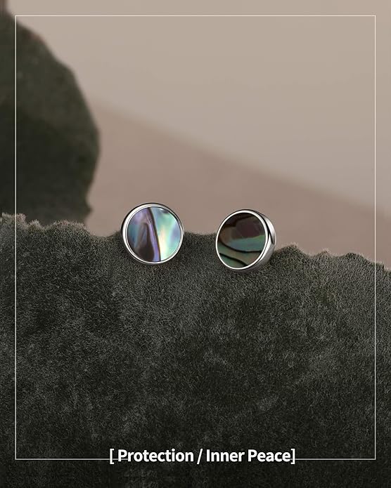 S.Leaf Gold Stud Earrings for Women 925 Sterling Silver Hypoallergenic Mother of Pearl Shell Stud Chain Earrings Friendship Jewelry Gifts for Women Her