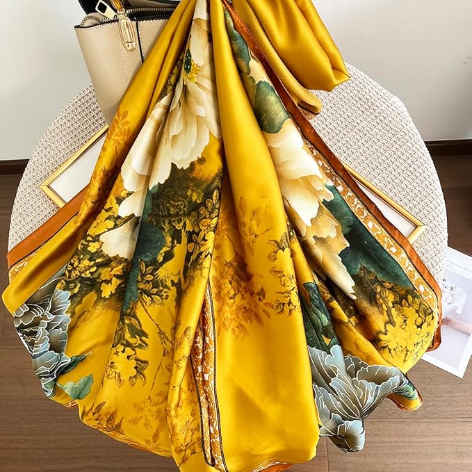 Long Silk Like Scarf Lightweight Satin Scarves Large Sunscreen Shawl Wrap for Women
